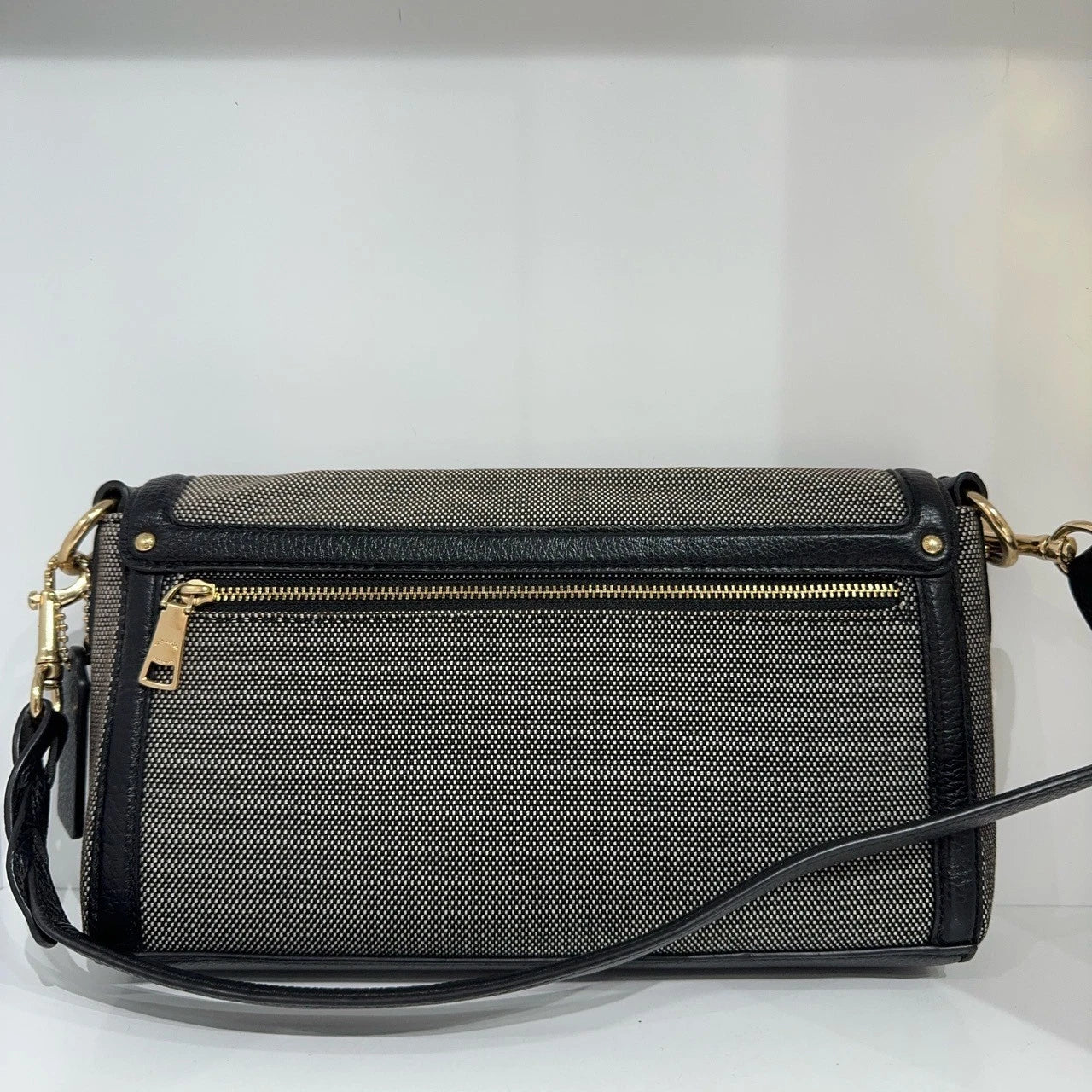 Coach Jade 26 Canvas Leather Shoulder Crossbody Handbag Women Black Grey