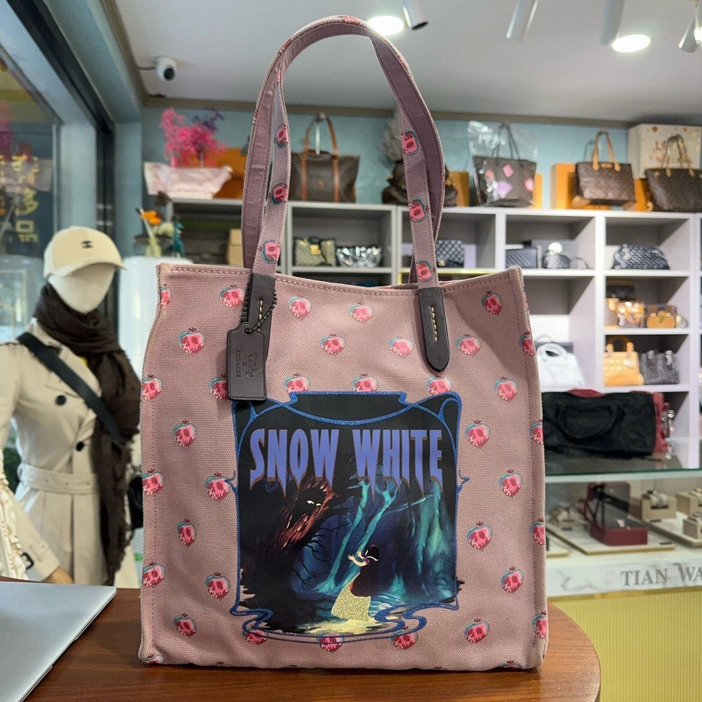 Coach X Disney Snow White Printed Canvas Tote Bag For Women
