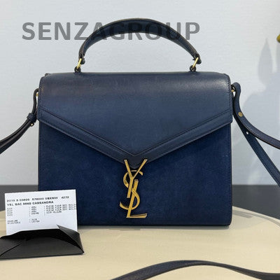 Saint Laurent Cassandra Medium Navy Blue Leather Suede Shoulder Crossbody Bag