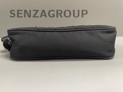 Prada Black Nylon Zip Shoulder Bag Silver Hardware Classic Women's
