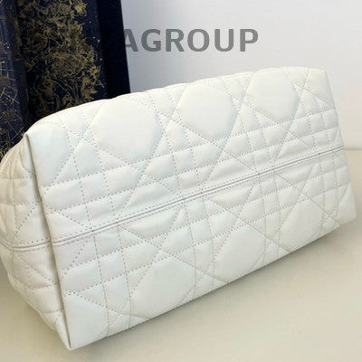 Dior Toujours Dioramour Cannage Quilted Handbag White Gold Classic Women