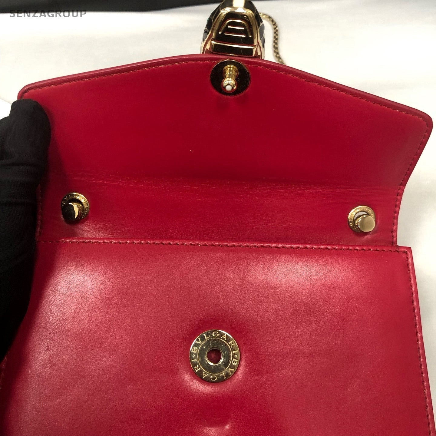 Bvlgari Serpenti Forever Chain Bag Red Gold Women's Classic Shoulder Crossbody