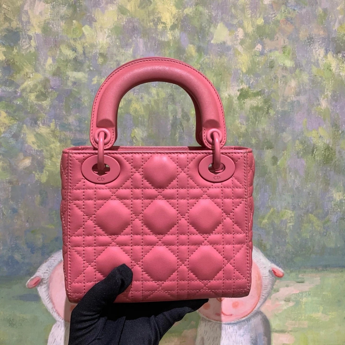 Dior Lady Dior Pink Top Handle Excellent