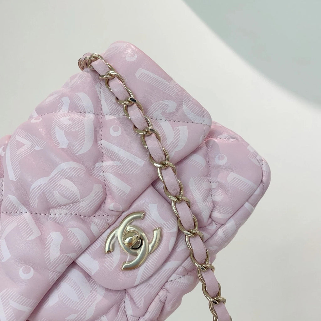 Chanel Puffy Square Flap Bag Crossbody &amp; Shoulder Bag Light Pink