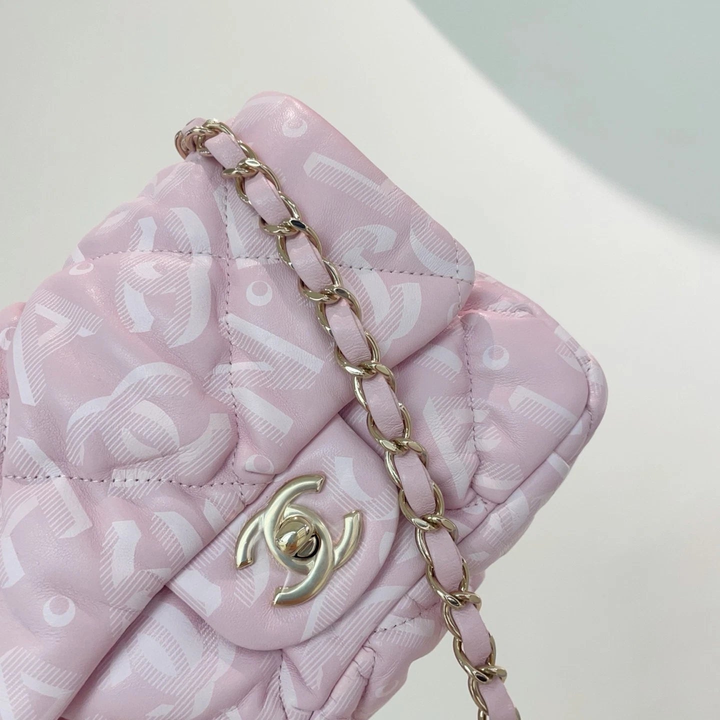 Chanel Puffy Square Flap Bag Crossbody &amp; Shoulder Bag Light Pink