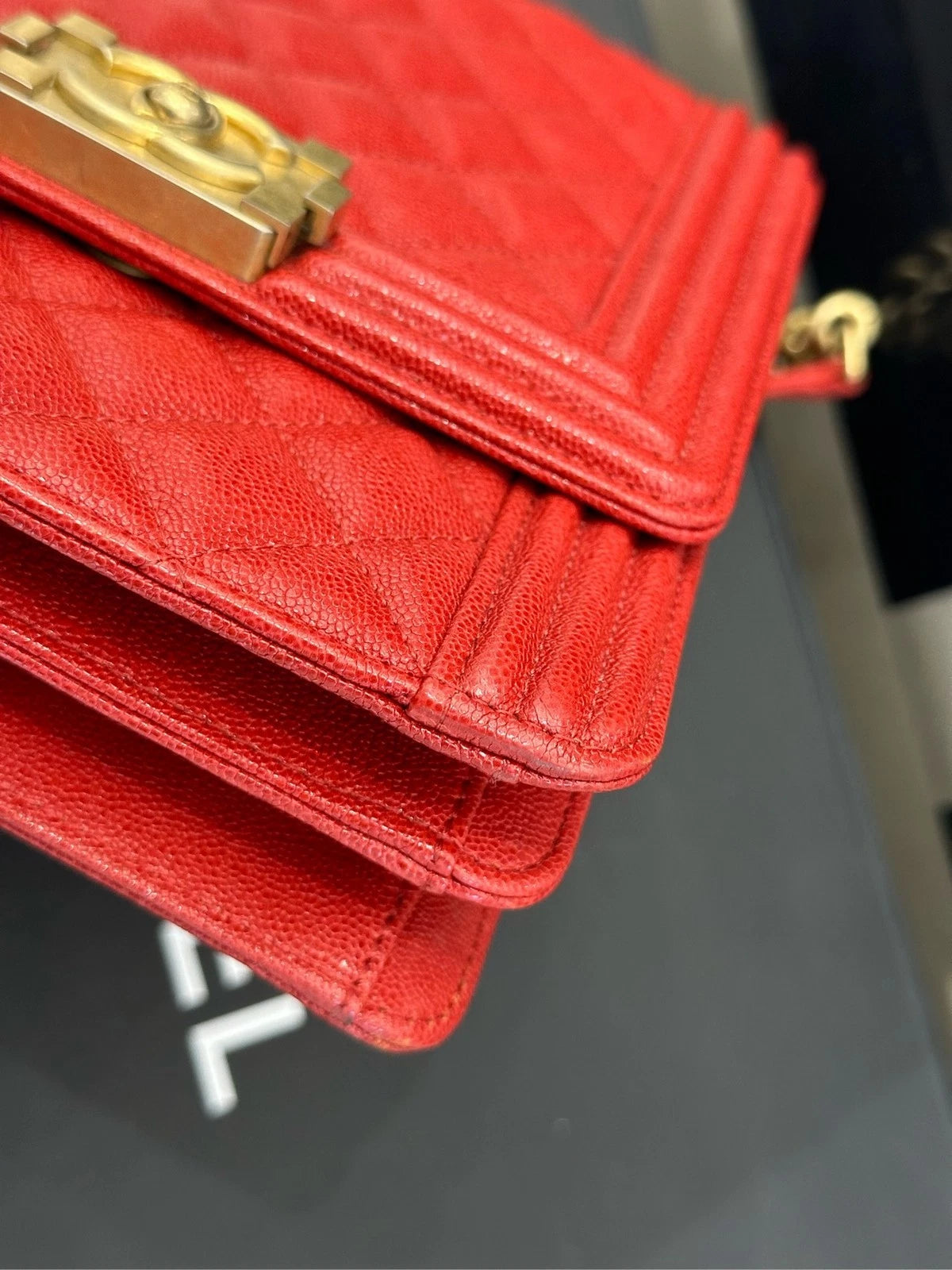 CHANEL 26 Vertical LeBoy Red Shoulder Bag For Women