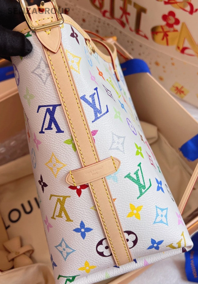 Louis Vuitton X Takashi Murakami Carryall PM Shoulder Bag White Used Women