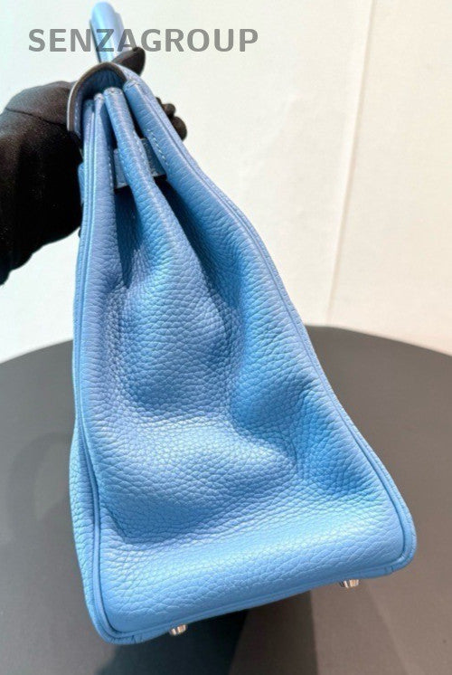Hermes Kelly35 Top Handle bag Crossbody Blue Silver Used Women Classic