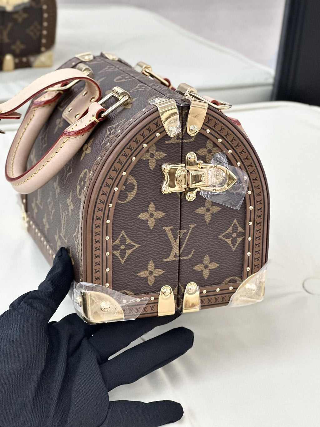 Louis Vuitton Speedy Trunk 20 Monogram Top Handle Crossbody Bag Brown Women S