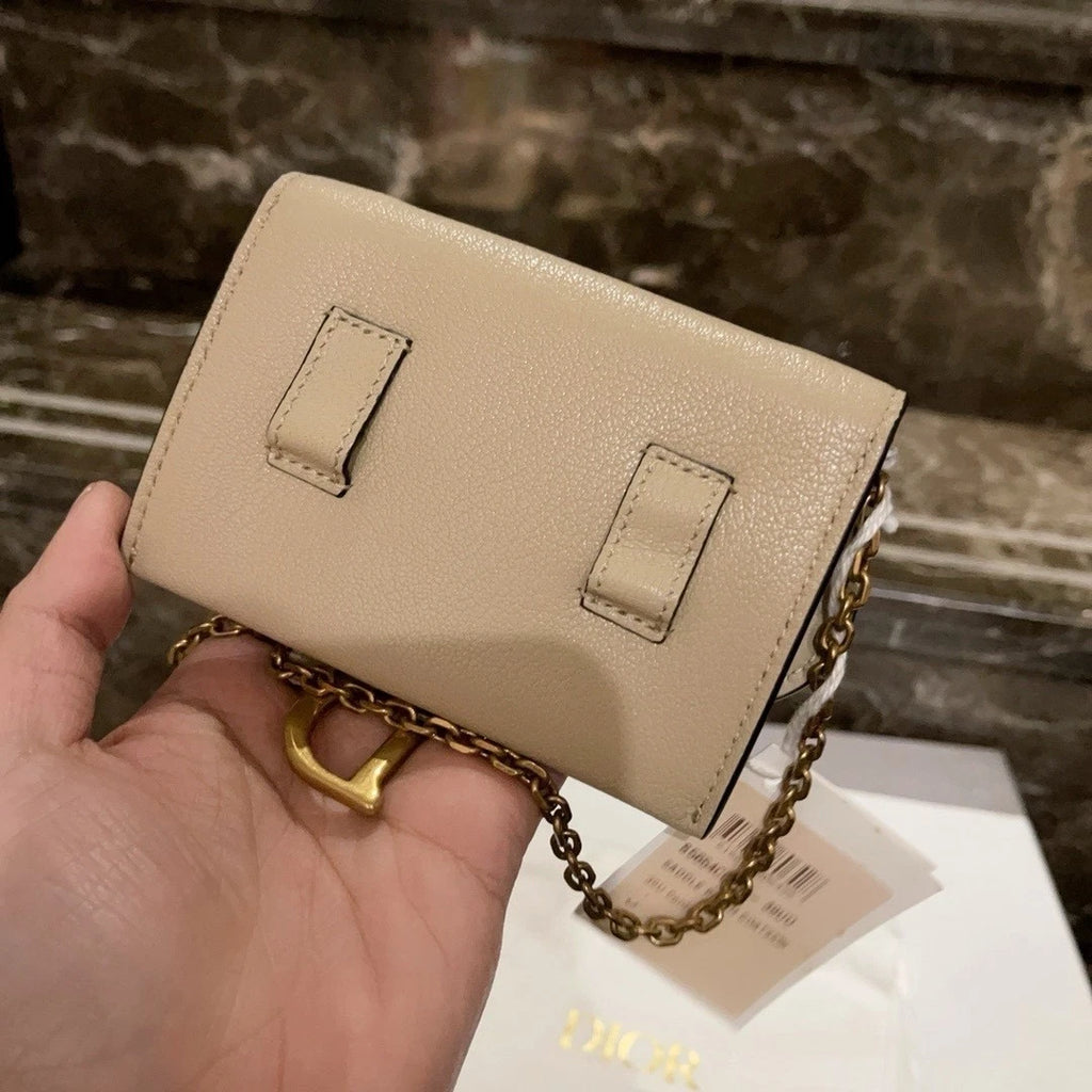 Dior Saddle Beige Chain Bag Wallet Excellent