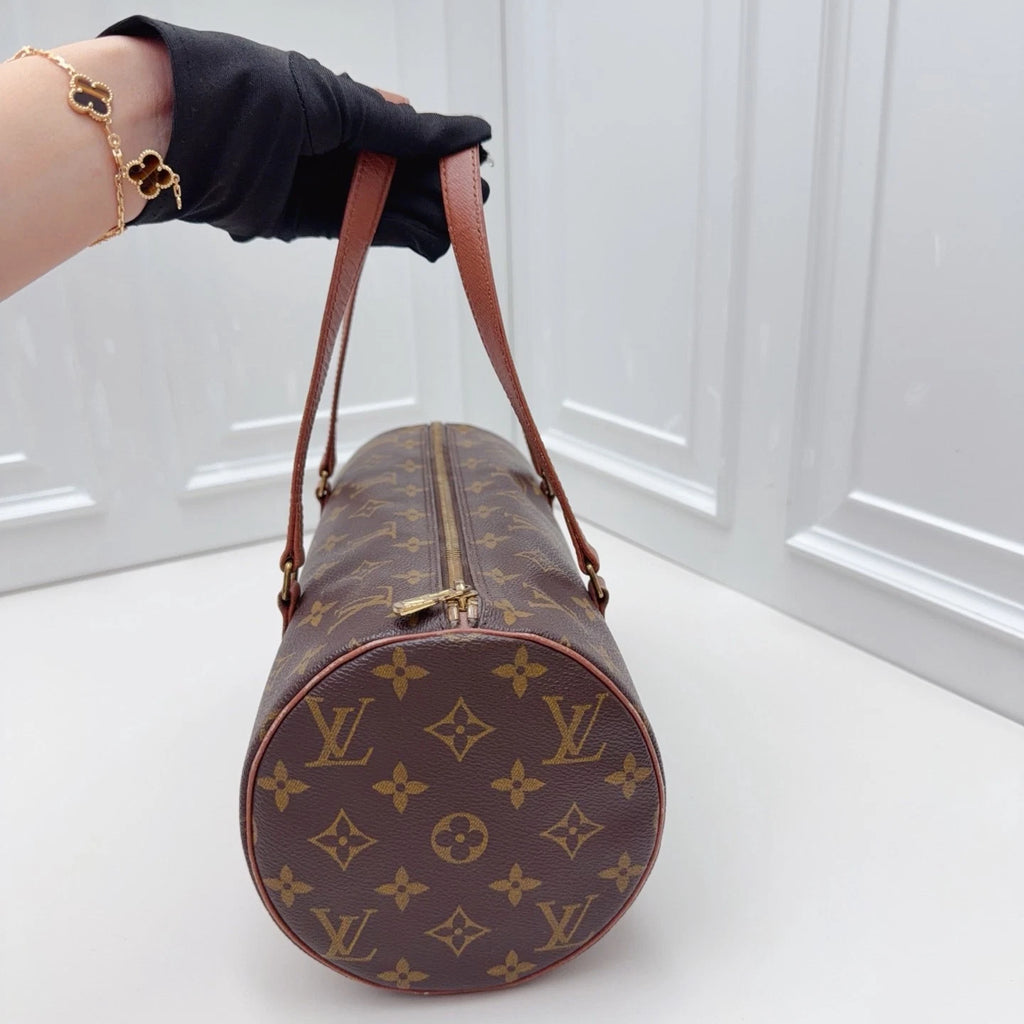 Louis Vuitton Papillon Vintage Monogram Shoulder Bag Brown Gold Used Women