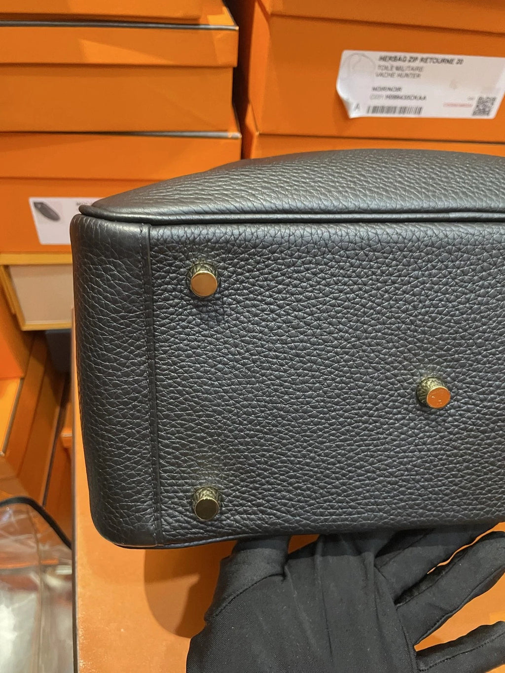 Hermes Lindy 26 Black Gold Top Handle Bag Women Classic