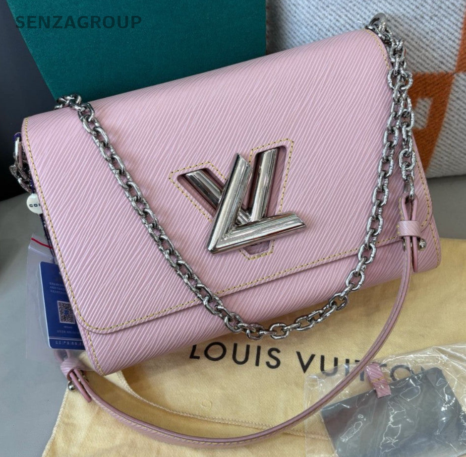 Louis Vuitton Twist MM Epi Shoulder Bag Pink Silver Used Women Classic Fashion