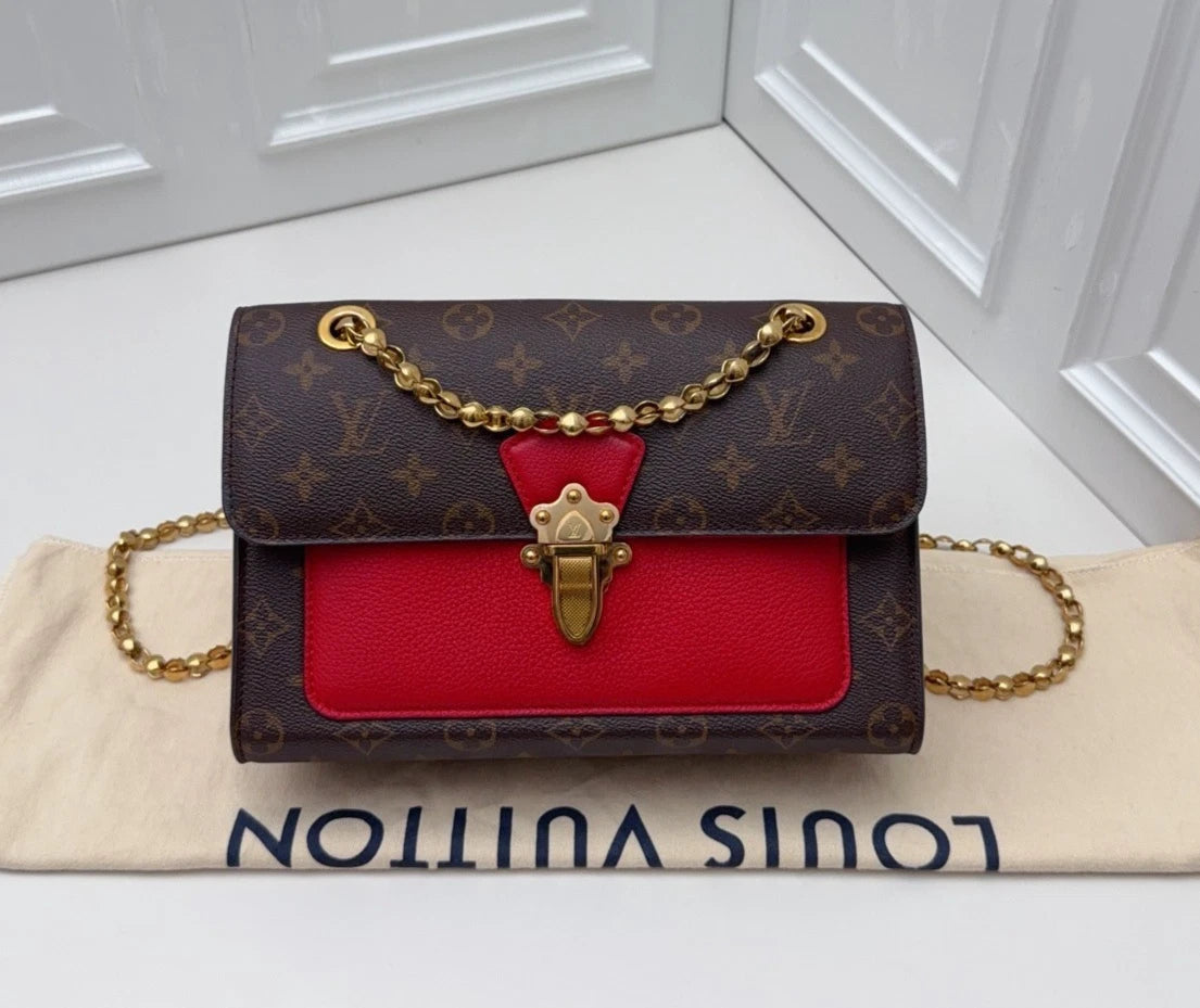 Louis Vuitton Victoire Monogram Gold Chain Shoulder Bag Women Classic