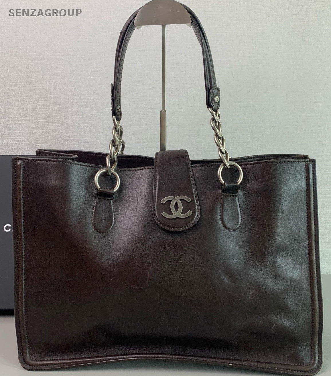 Chanel Vintage Calfskin Tote Shoulder Bag Brown