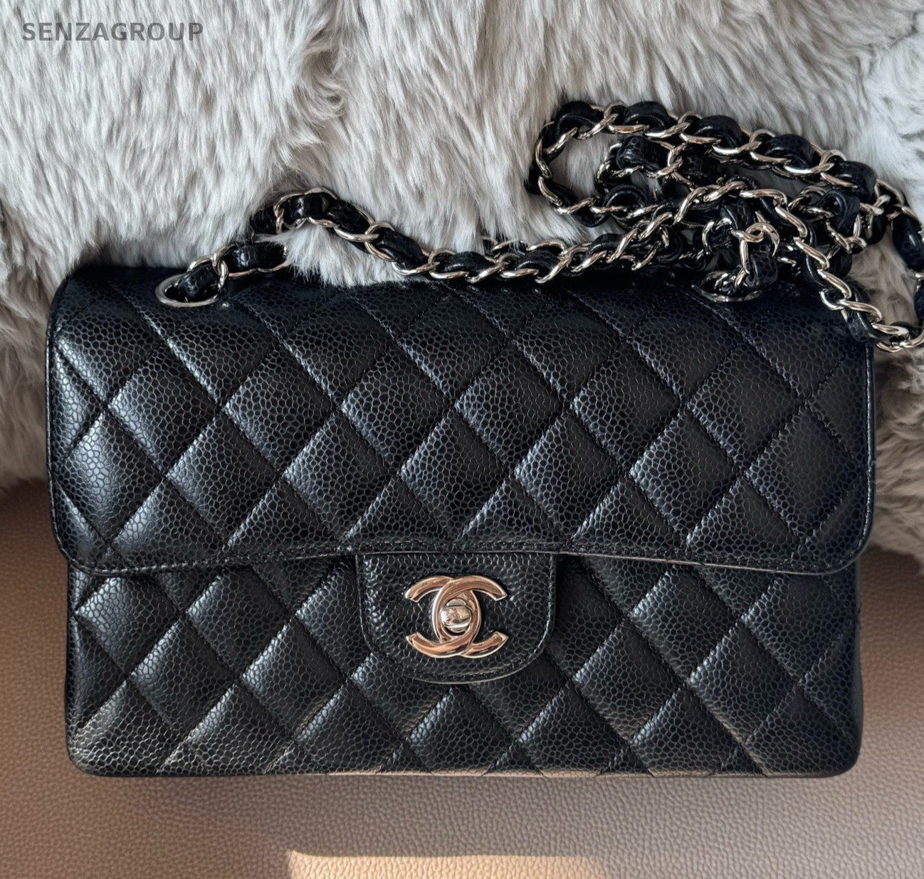 Chanel Classic Flap PM Chain Shoulder Bag Black Gold Women Fashion Diamond