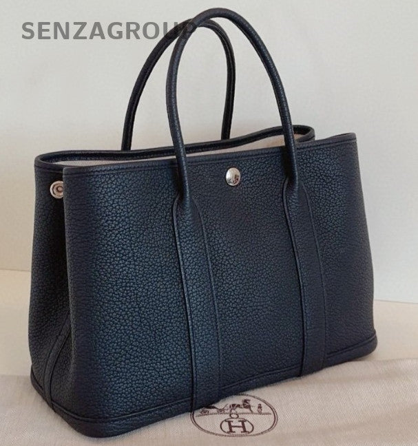 Hermes Garden Party 30 Top Handle Bag Silver Women Classic
