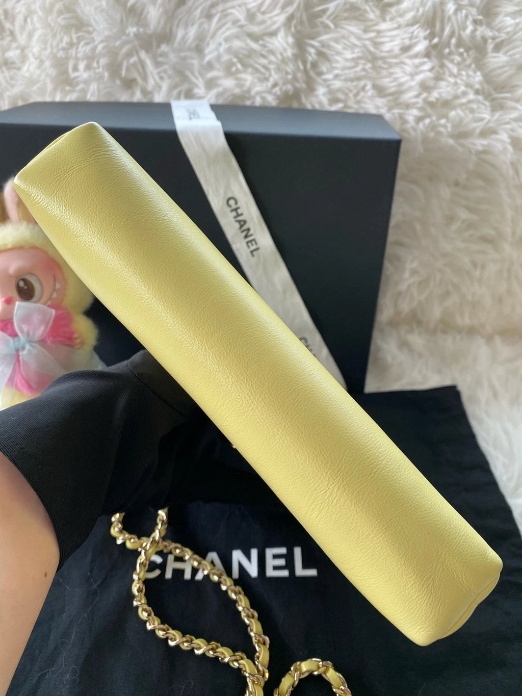 CHANEL 31Bag Nano Yellow Lambskin Shoulder Crossbody Handbag Women