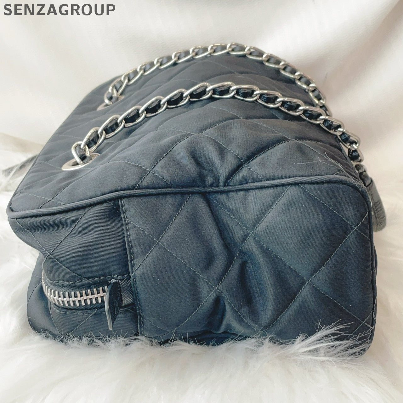 Prada Black Silver Quilted Chain Shoulder Bag - Classic Women's