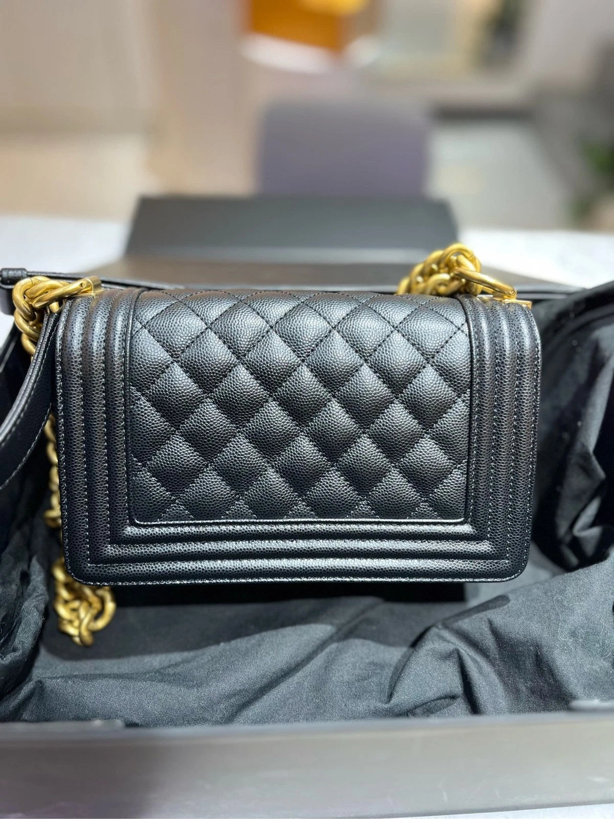 CHANEL Leboy Small Black Leather Crossbody Bag For Women