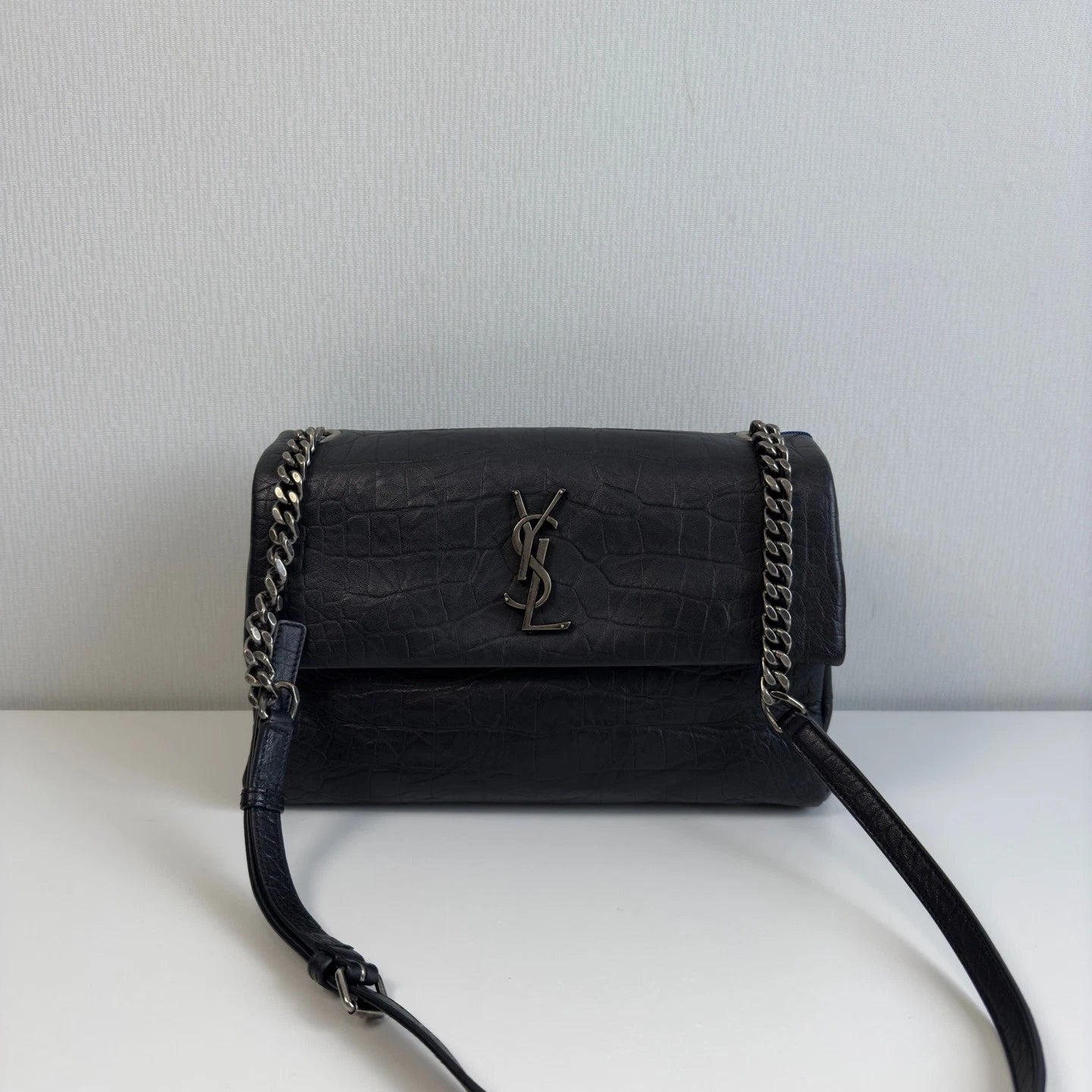YSL Hollywood Black Calfskin Shoulder Crossbody Bag For Women