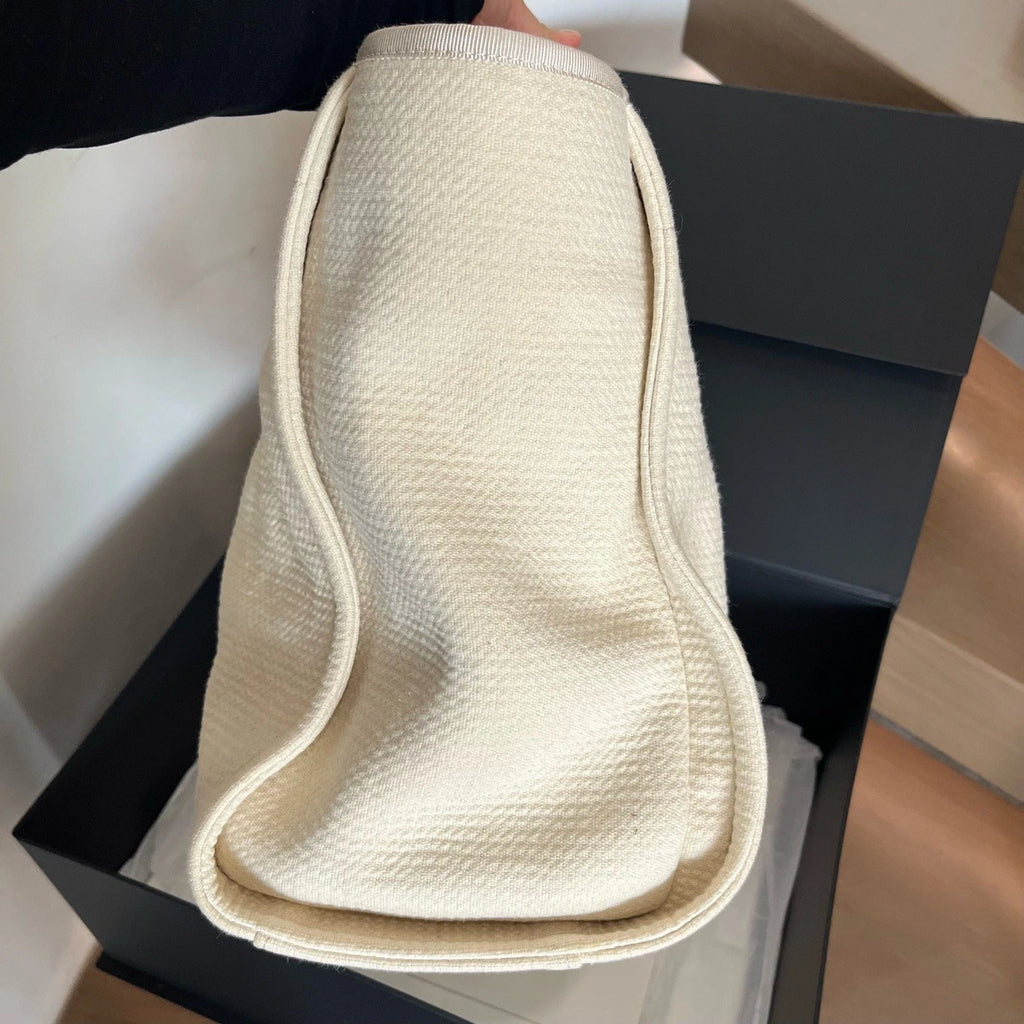 Chanel Canvas Tote Shoulder Bag Shoulder Bag White Women Classic