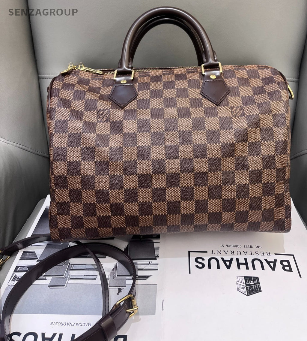Louis Vuitton Speedy30 Damier Ebene 2WAY Shoulder Handbag Brown