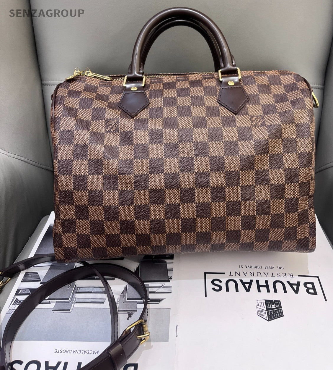 Louis Vuitton Speedy30 Damier Ebene 2WAY Shoulder Handbag Brown