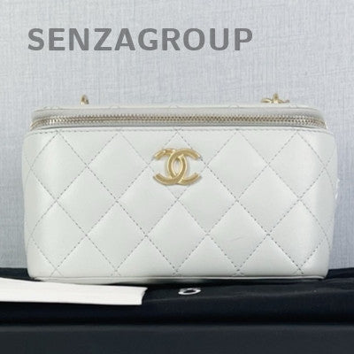 Chanel Camellia Cosmetic Case White Gold Chain Shoulder Crossbody Bag