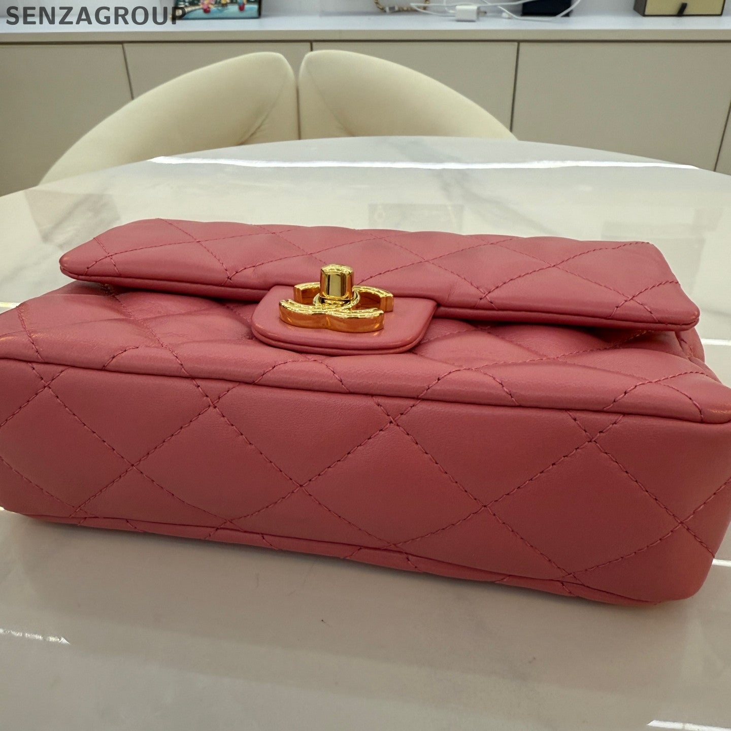 Chanel Quilted Mini Flap Bag in Lambskin Pink Gold Hardware
