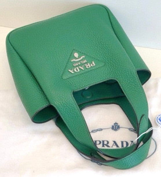 PRADA Flou Mini tote Handbag Green Almost Brand NEW Women