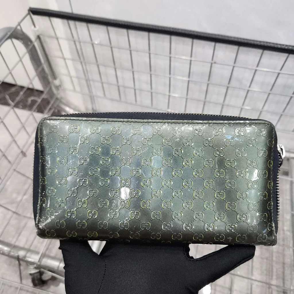 Gucci Patent Leather Embossed Long Wallet Clutch For Women