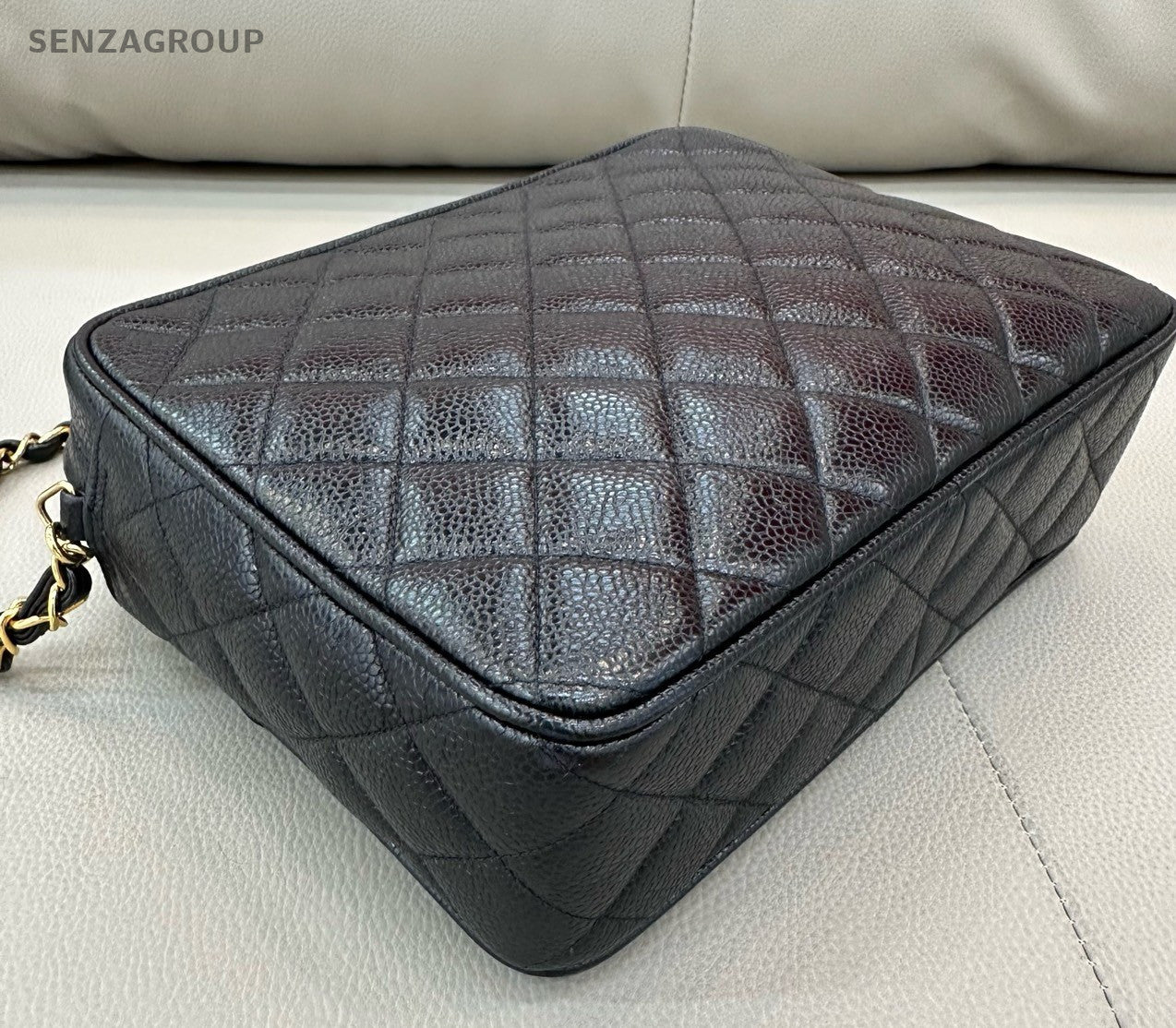 Chanel Camera Case Chain Calfskin Shoulder Bag Crossbody Black Gold Women