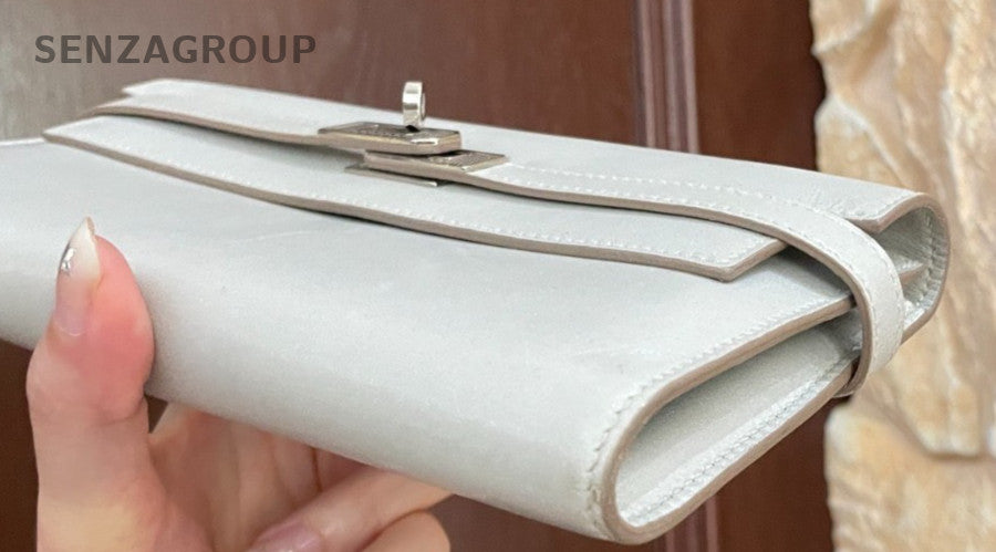 Hermes Kelly Long Wallet White Silver Used Women Classic Designer