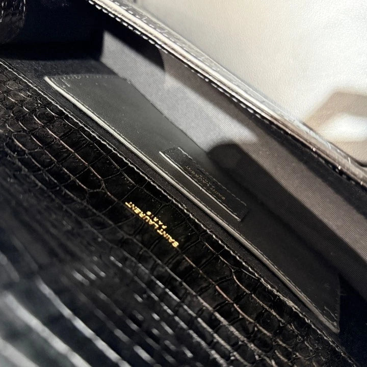 Saint Laurent Kate Calfskin Tassel Clutch Black Gold Used Women Classic D