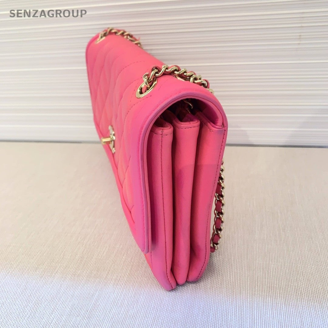 CHANEL Peach pink Lambskin Flap Shoulder bag Crossbody