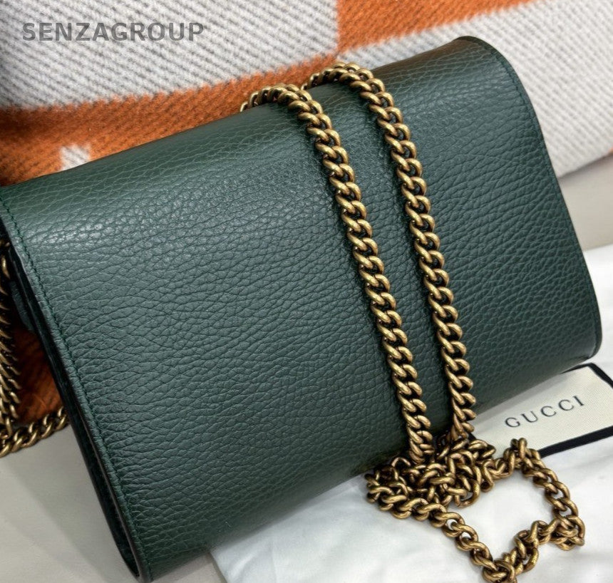 Gucci Garden WOC Chain Shoulder Bag Crossbody Green Gold Used Women Classic