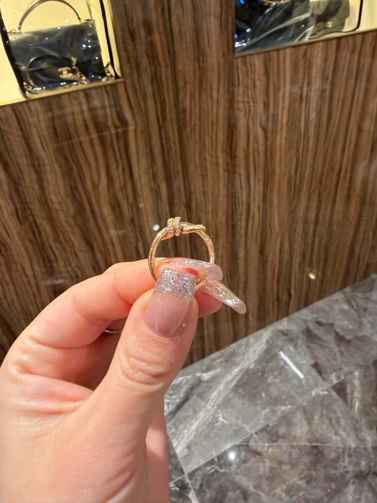 Tiffany &amp; Co. Tiffany Knot 18K Rose Gold with Diamonds Band Ring EU51/US5.75