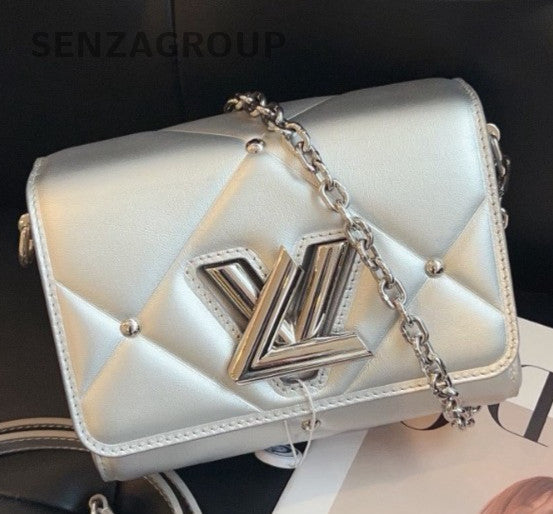 Louis Vuitton Twist Chain Shoulder Bag Crossbody Silver Women Classic