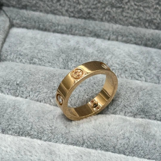 Excellent Cartier Classic Love Ring 18k Rose/Pink Gold 3 Diamonds EU59/US8.75