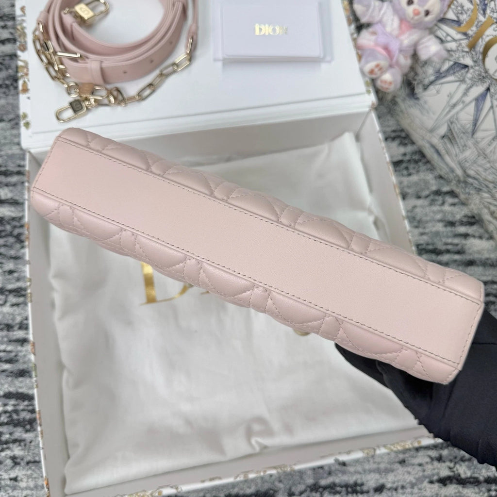 New Dior Calfskin Djoy Medium Lady Dior Pink Shoulder Bag For Women