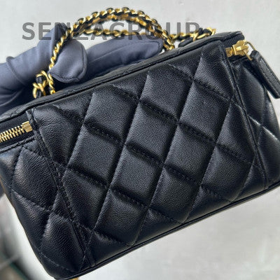 Chanel 24C Letter Handle Black Gold Lambskin Chain Shoulder Crossbody Bag
