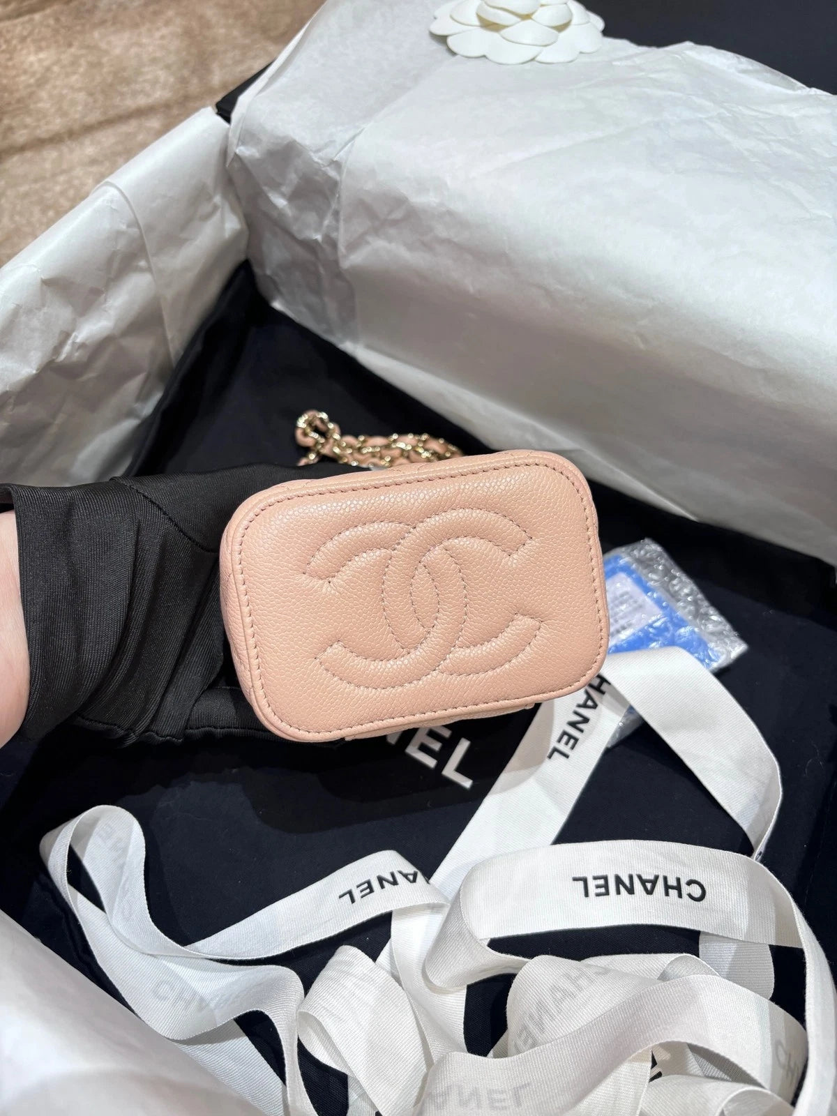 CHANEL Sakura Pink Leather Mini Box Bag For Women