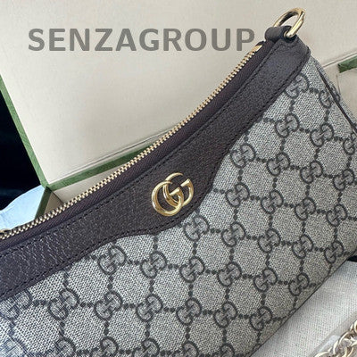 Gucci Ophidia GG Supreme Canvas Shoulder Bag Brown Gold Chain Classic Women