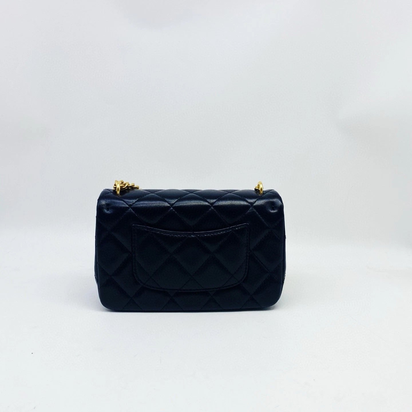 CHANEL Black Lambskin Mini Crossbody Bag Gold Heart Buckle For Women