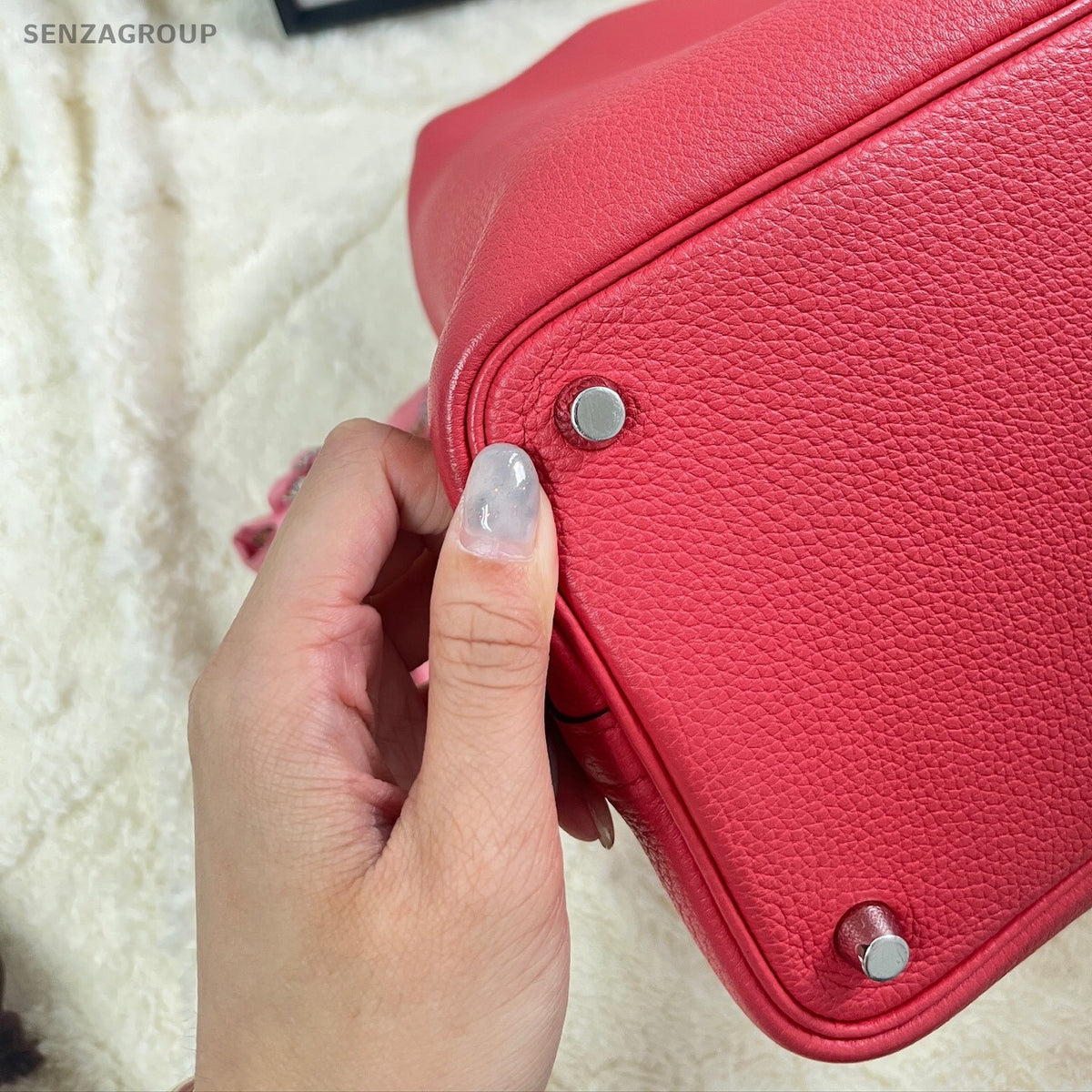 Hermès Picotin Lock Bag TC Leather Red Silver Women's Classic Tote