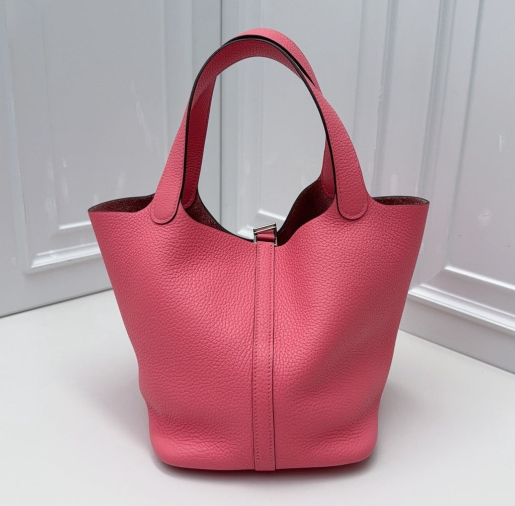 Hermes Picotin22 Top Handle Bag Shoulder Bag Pink Silver Women Classic Fashion