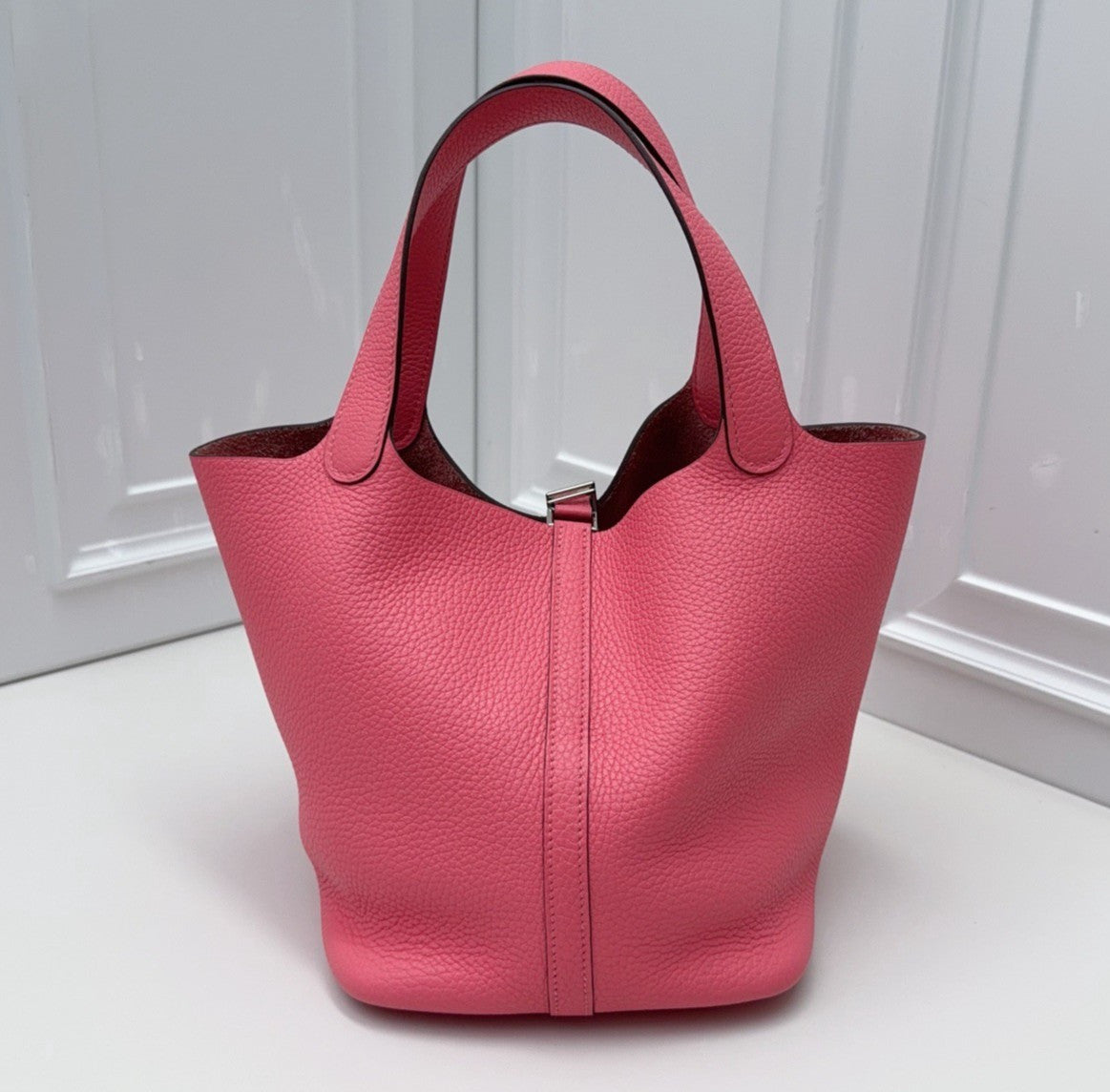 Hermes Picotin22 Top Handle Bag Shoulder Bag Pink Silver Women Classic Fashion