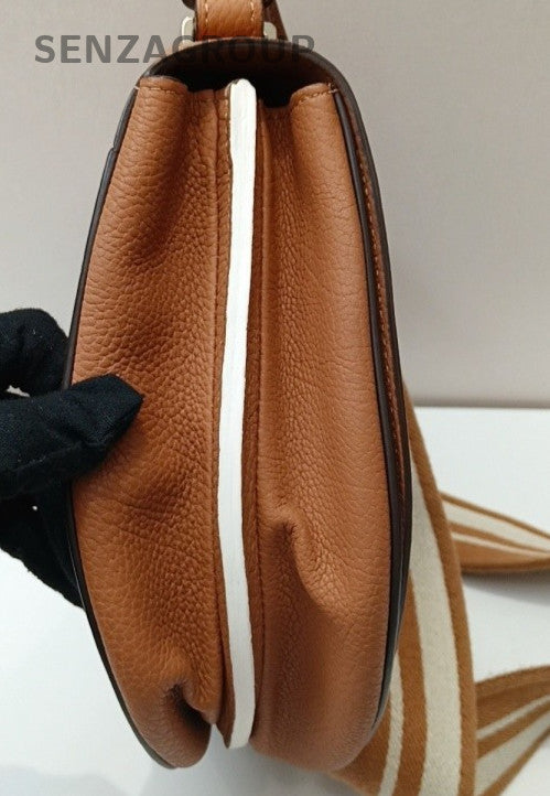 Delvaux Saddle Gold Hardware Shoulder Bag Brown Used Women Classic Designer