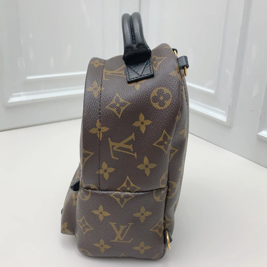 Louis Vuitton Palm Spring Monogram Canvas Backpack Brown Gold Women Classic
